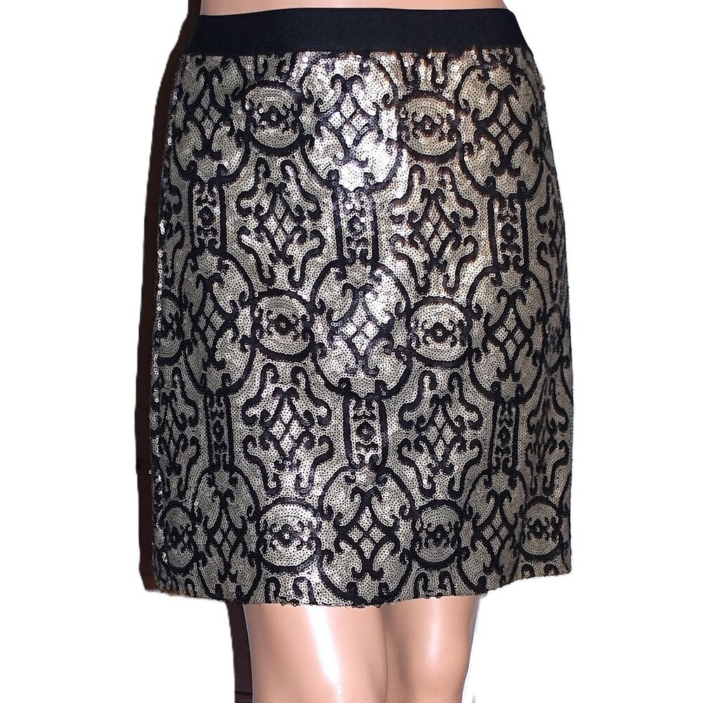Max Studio Gold Black Sequin Skirt XS